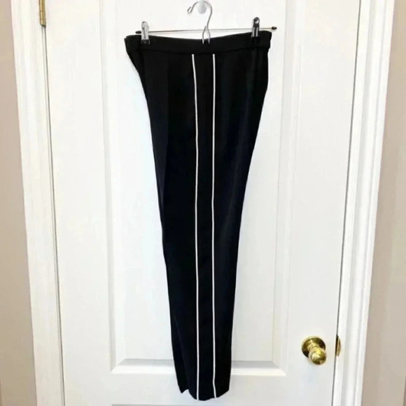 Topshop Trousers Relaxed Fit Pleated Pants Black White Side Stripe  Size 4 NWOT - Picture 12 of 14